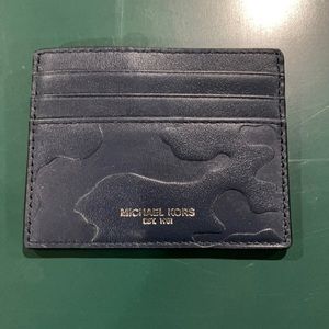 Michael Kors Card Holder Embossed Camo Blue